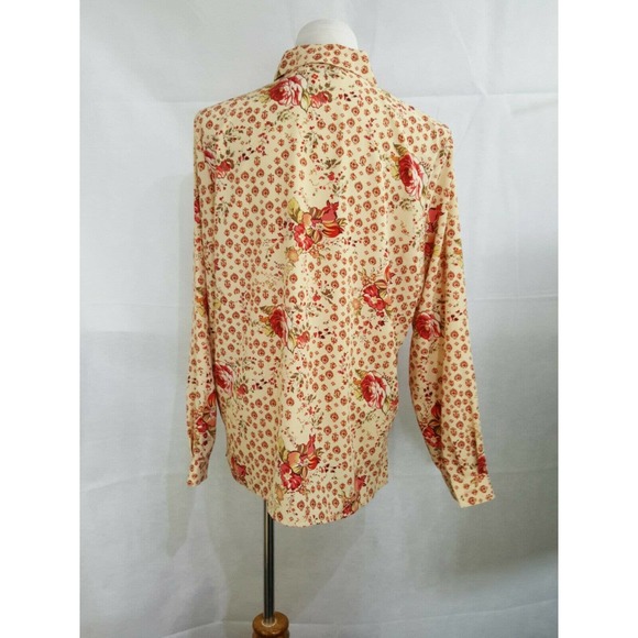 Claudia Richard Floral Silky Blouse Top L Red Rose - Picture 6 of 11